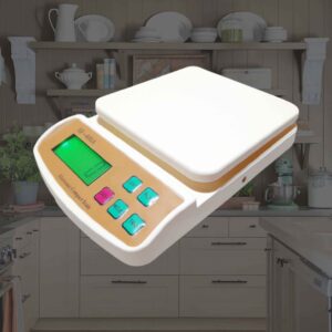 SRS120 kitchen scale, angled view with keys