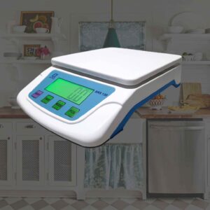 SRS130 kitchen scale with green backlit display