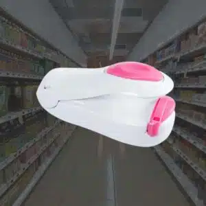 Handheld mini bag sealer, white with pink parts