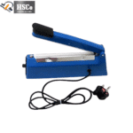 12 inch impulse sealer side view with power cord and plug
