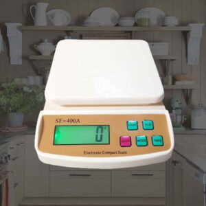SRS120 kitchen scale with green backlit display