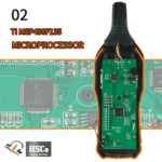Inside the meter: circuit board with the microprocessor