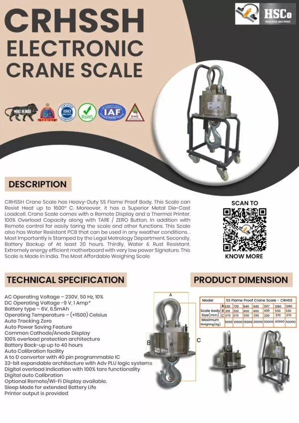 SS Flame Proof Crane Scale