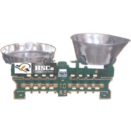 Counter-Scale-with-Jali-and-Thali-1.png HSCo mechanical counter scale with green frame, jali mesh pan and thali, 10 kg