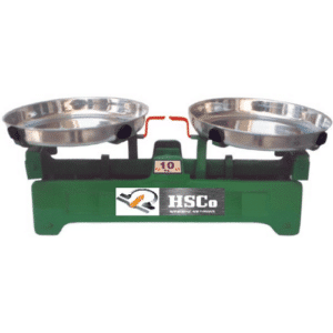 HSCo counting counter scale with two stainless-steel bowls on a green body