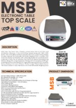 MSB electronic table top scale leaflet with description, technical specification and dimensions