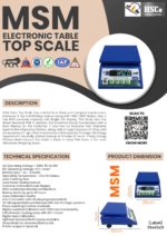 MSM electronic table top scale leaflet with description, specification and size