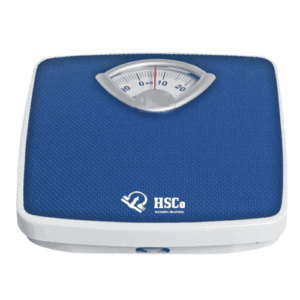 HSCo mechanical personal scale with blue top and round dial