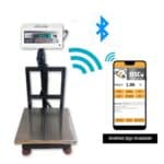 HSCo PLSSWBT waterproof platform scale with stainless platter, indicator on a stand and Bluetooth link to an Android phone