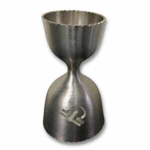 HSCo stainless steel 30 ml and 60 ml peg measure with the HSCo emblem