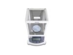 LAB300 balance front view with round weighing pan
