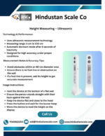 HSCo ultrasonic height measuring device leaflet with technical specifications and usage instructions