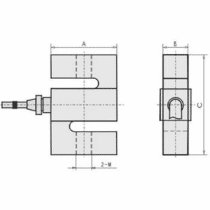 Dimension drawing of the S type load cell, front and side