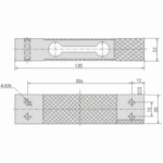 Table top load cell dimension drawing, 130 x 22 x 30 mm, 4-M6 holes