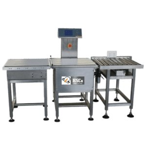 HSCo in-line checkweigher with conveyor and indicator