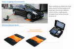Static weighing of a car on weigh pads, and wireless measurement