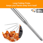 Long folding probe keeps your hands away from heat