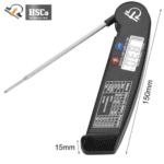 Digital food thermometer size: 150 mm long, 15 mm thick
