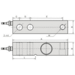 Shear beam load cell dimension drawing, top and side views