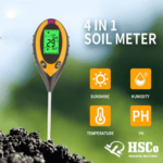 4-in-1 soil meter measuring sunshine, humidity, temperature and pH