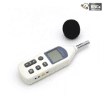 Sound level meter with the windscreen removed, showing the microphone