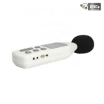 Sound level meter side view with output sockets