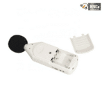 Sound level meter battery compartment open
