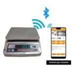 HSCo SSBWR stainless steel waterproof table top scale with Android app on a phone over Bluetooth
