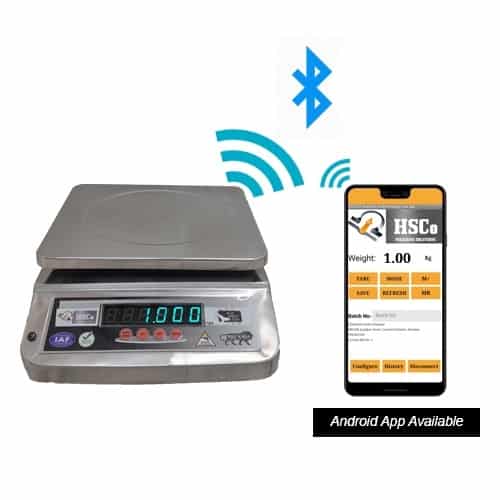 wSSBBT-1.jpg HSCo SSBWR stainless steel waterproof table top scale with Android app on a phone over Bluetooth