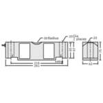 Dimension drawing of the weighbridge load cell: 261 mm long, holes 216 mm apart