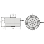 Dimension drawing of the pancake load cell, side and top view