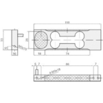 Dimension drawing of the HSCo jewellery load cell with M3 mounting holes