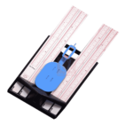 Stadiometer foot plate with the measuring wedge folded down