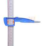 Close-up of the stadiometer scale and Alpha measuring wedge