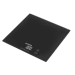 Black electronic weight scale on a clean white background.