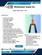 HSCo digital pallet scale HPT leaflet with technical specifications and a product photo