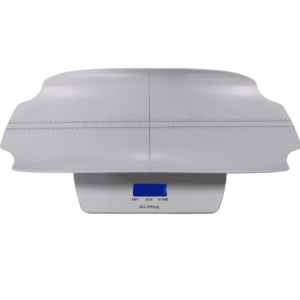 SRSB127 2-in-1 baby scale with curved tray and blue display