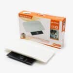Baby weight scale with orange box