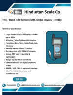 HSCo leaflet for the HHRJD hand held remote with jumbo display, with specifications