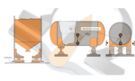 Drawing of tanks and hoppers mounted on weighing assemblies