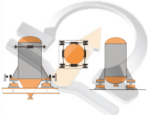 Drawing of vertical tanks and hoppers on load cell mounts
