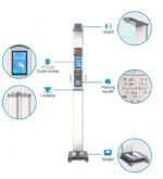 Height weight BMI machine with printer: height sensor, display, printout and weighing platform