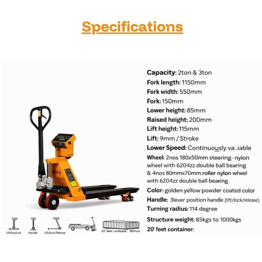 Specifications of Digital Pallet Scale Explosion Proof