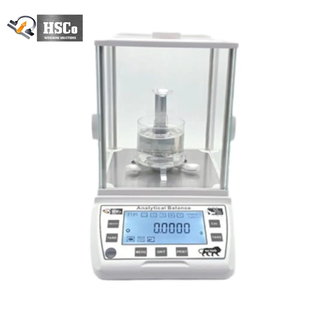 LAB220.1ED Series Density Meter HSCo LAB220.1ED analytical balance with density kit fitted inside the glass draft shield