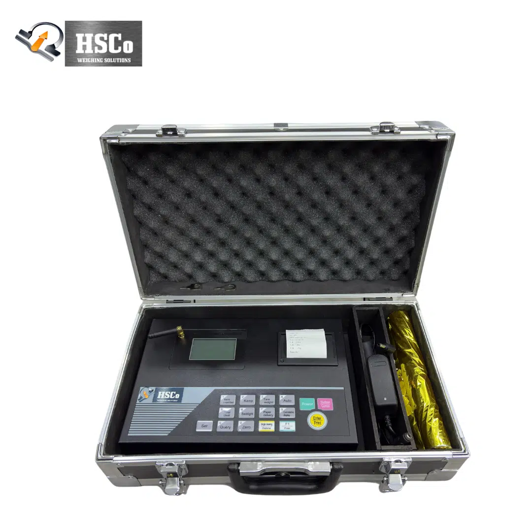 remote desktop printer HSCo remote desktop indicator in its carry case with display, keypad and printer