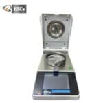 Moisture analyzer with lid open and empty wind shield
