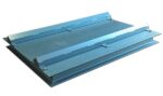 HSCo coil weighing scale with a blue chequered platform and raised rails, viewed at an angle