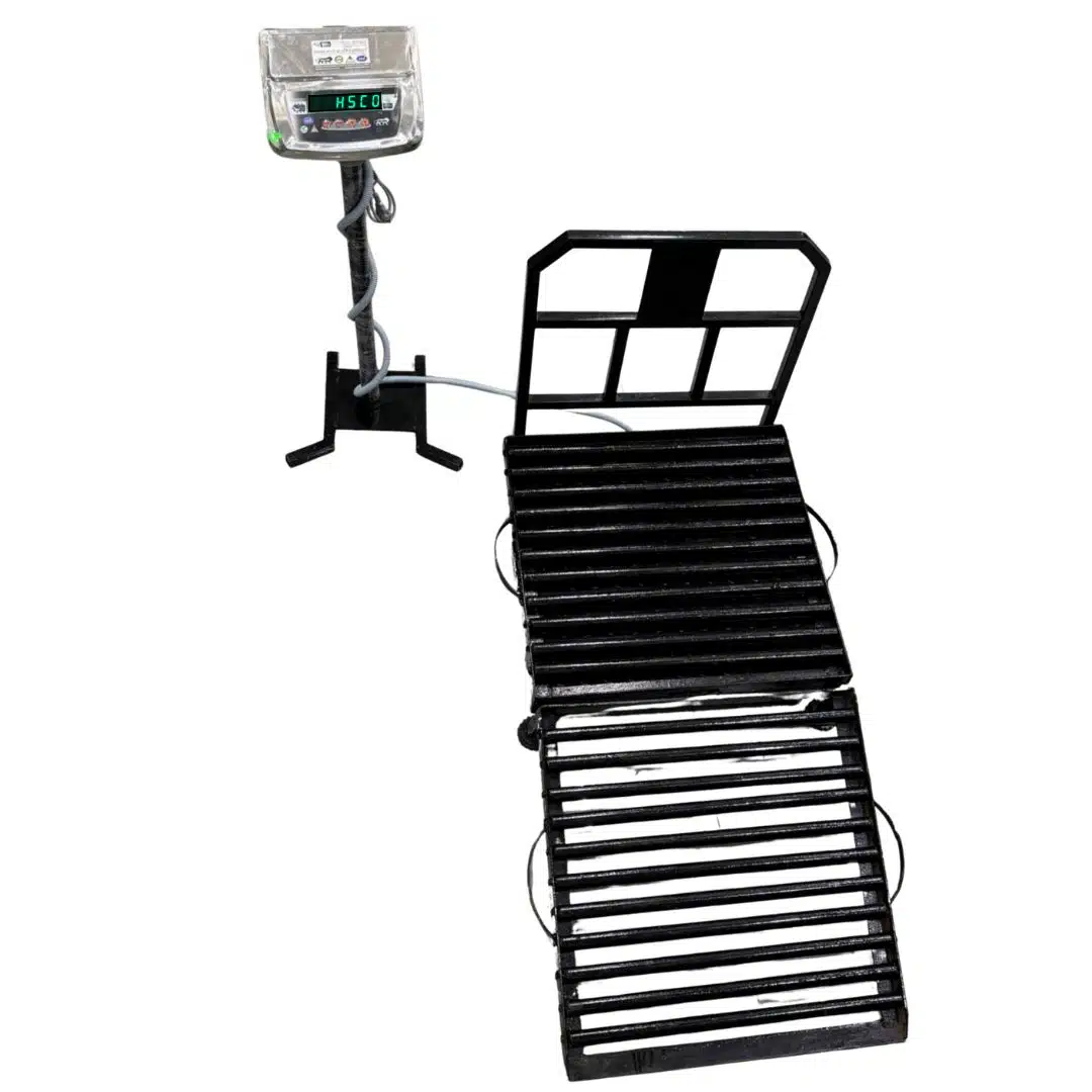 Roller-Scale HSCo MS roller scale with black roller-top platform, loading ramp, rear guard and separate digital display