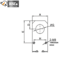 Front dimension drawing of the S type load cell with M8 through holes