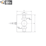 LCS-2 S type load cell front drawing with threaded holes and dimension marks
